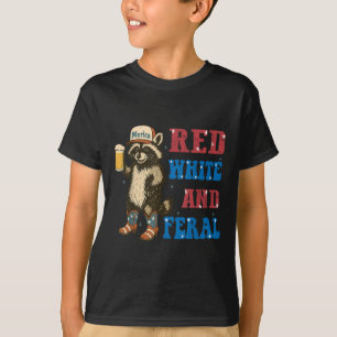 Rot Weiß Und Verwildert Lustiger Waschbär-Bier 4. T-Shirt