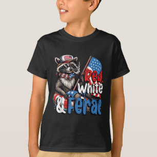 Rot Weiß Und Verwildert Patriotisch 4. Juli Lustig T-Shirt