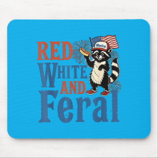 Rot Weiß Und Verwilderter Lustiger Waschbär Amerik Mousepad