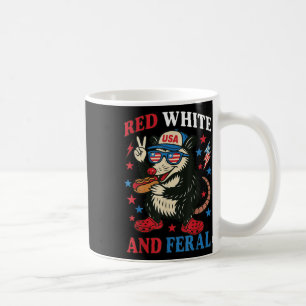 Rot Weiß Und Verwilderter Opossum Hot Dog Usa Flag Kaffeetasse