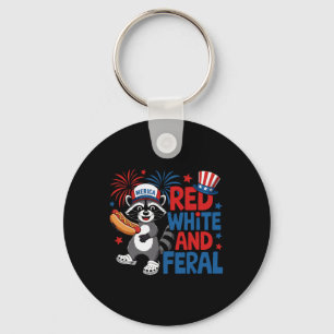 Rot Weiß Und Verwilderter Süßer Waschbär Merica US Schlüsselanhänger