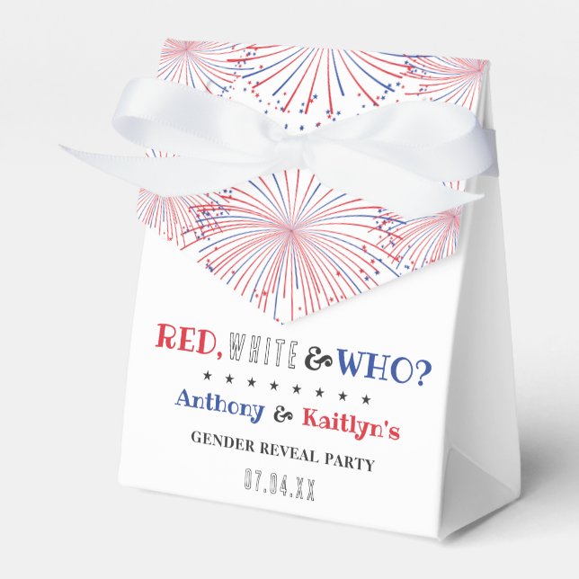 Rot, Weiß und Wer? 4. Juli Party über geschlechtss Geschenkschachtel (Vorderseite)