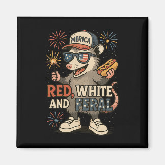 Rot Weiß Und Wilde Feuerwerk Opossum 4. Juli Magnet