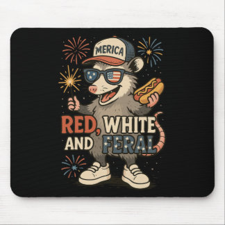 Rot Weiß Und Wilde Feuerwerk Opossum 4. Juli Mousepad