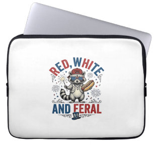 Rot Weiß und Wildes Patriotisches Waschbär-Shirt_1 Laptopschutzhülle