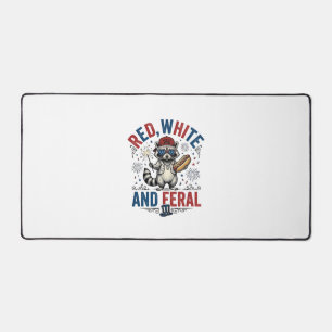 Rot Weiß und Wildes Patriotisches Waschbär-Shirt_1 Schreibtischunterlage