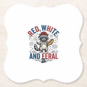 Rot Weiß und Wildes Patriotisches Waschbär-Shirt_1 Untersetzer