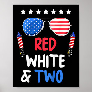 Rot weiß und zwei 2. Geburtstag 4. Juli Indepen Poster