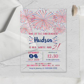 Rot, Weiß und Zwei! 4. Juli 2010 Party Acryleinladungen