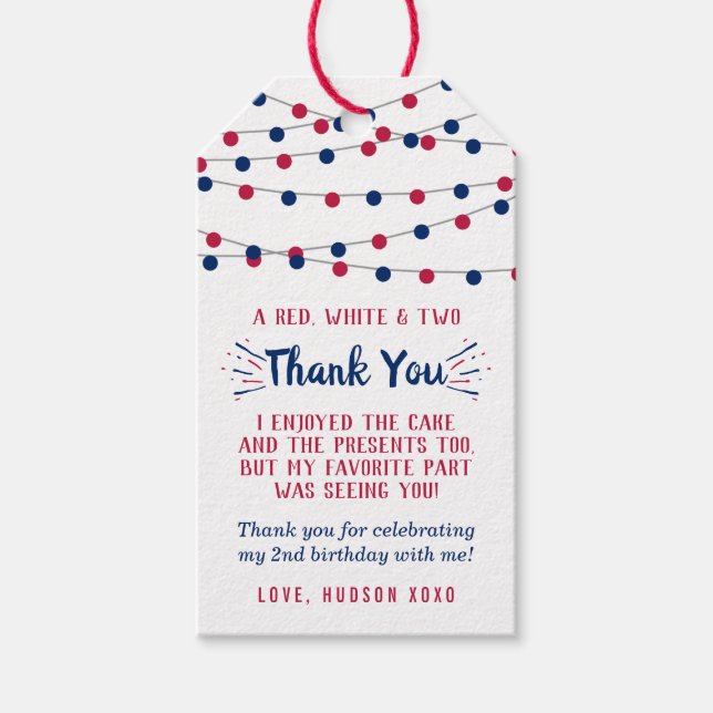 Rot, Weiß und Zwei! 4. Juli 2010 Party Geschenkanhänger (Vorderseite)