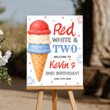 Rot Weiß und zwei Eiscreme 16x20 Willkommensschild