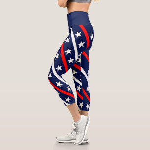 Rot-Weiß-US Flagge Capri Leggings