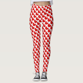 Rot-weiß-Valentinstag-Herz-Muster Leggings