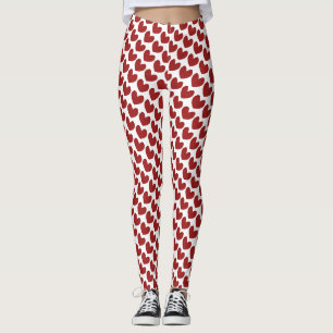 Rot-weiß-Valentinstag-Herz-Muster Leggings