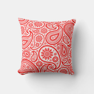 Rot-Weiß-Vintage Paisley-Muster Kissen