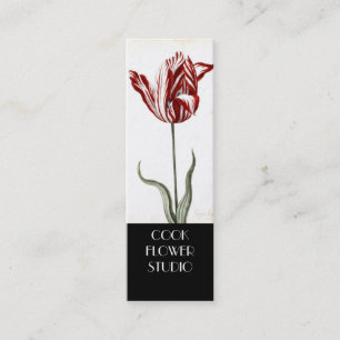 Rot-Weiß-Vintage-Tulpen-Blumenhändler-Produktetike Mini Visitenkarte