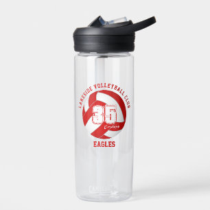 Rot-Weiß-Volleyball-Mannschaftsfarben individuelle Trinkflasche