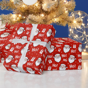 Rot-Weiß-Weihnachtsmann-Muster Geschenkpapier