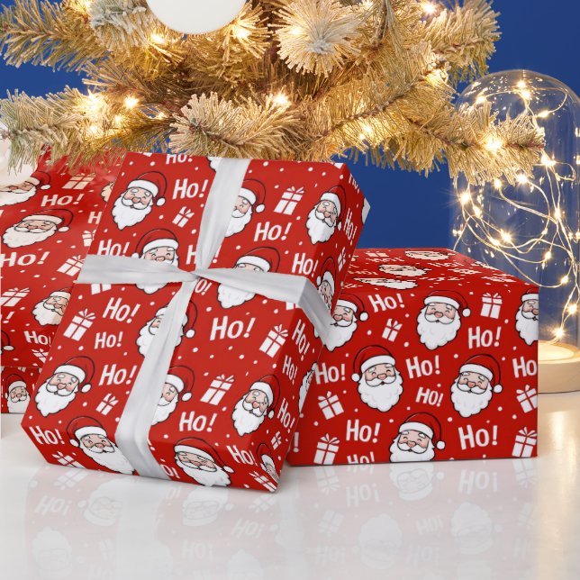 Rot-Weiß-Weihnachtsmann-Muster Geschenkpapier (Feiertage)