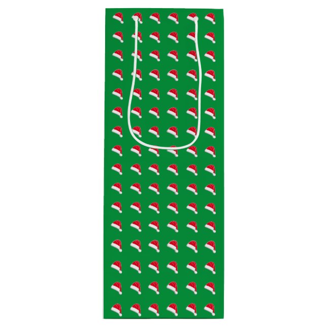 Rot-Weiß-Weihnachtsmannmütze Weihnachten Geschenktüte Für Weinflaschen (Vorderseite)