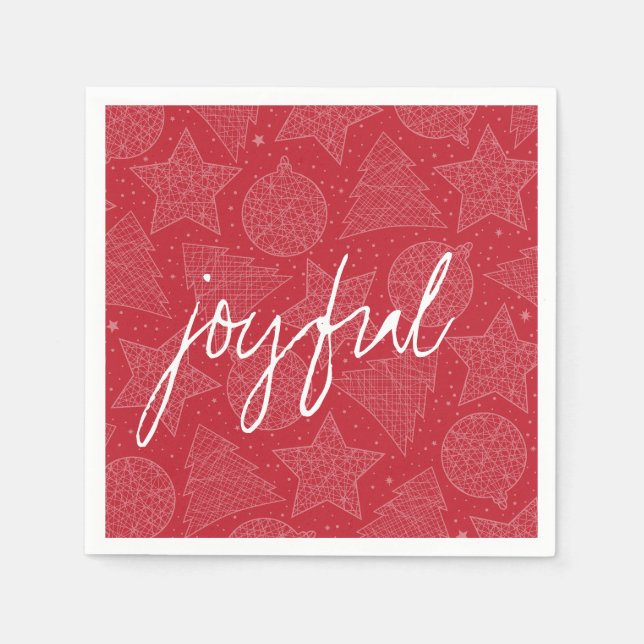 Rot-Weiß-Weihnachtsmuster Papier Napkin-Set Serviette (Vorderseite)