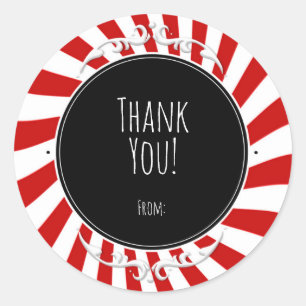 Rot & Weiß Whimsical Fun Streifen Partygeschenk Runder Aufkleber