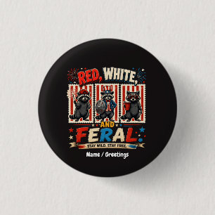 Rot-Weiß-Wildes-Waschbär-Patriotismus-Party-Kunst Button