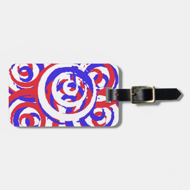 Rot-Weiß-Wirbel Gepäckanhänger (Vorderseite horizontal)
