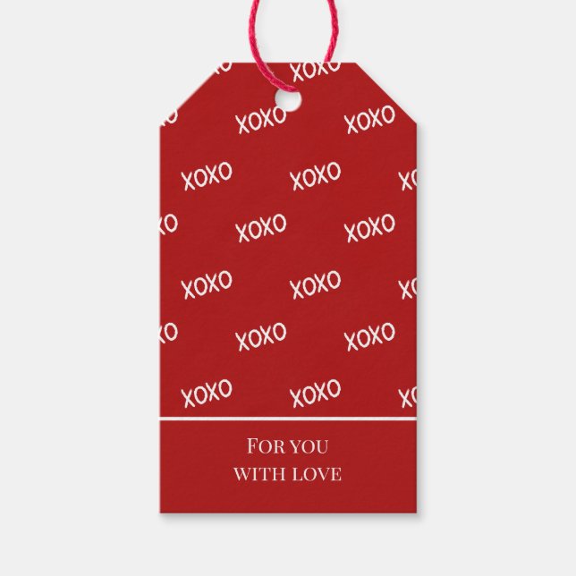 Rot Weiß XOXO Liebe  Geschenkanhänger (Vorderseite)