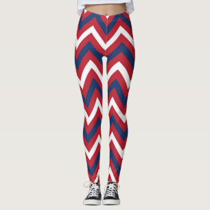Rot, Weiß Zickzack Leggings