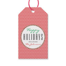 Rot-Weiß-Zickzack Personalisiertes Weihnachts-Foto