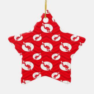 Rot, weiß, Zickzack, Taucher, Taucher Keramik Ornament