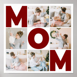 Rot-Weiße 6-Foto-Collage Mama Poster