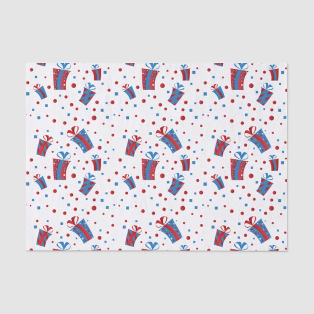 Rot, weiße blaue Confetti-Geschenke Seidenpapier (Vorderseite)