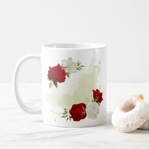 Rot-weiße Blumengrün Kaffeetasse