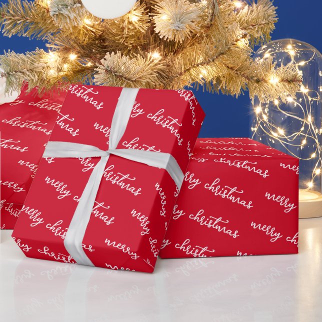 Rot-Weiße Frohe Weihnachten Vorlage mit individuel Geschenkpapier (Feiertage)