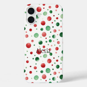 Rot Weiße Grüne Punkte Weihnachten iPhone 16 Plus Hülle