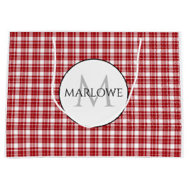 Rot-weiße Karo Kariert Monogramm Große Geschenktüte