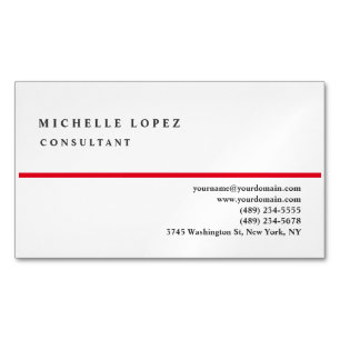 Rot Weiße Klassische Elegante Schlichte Profession Magnetische Visitenkarte
