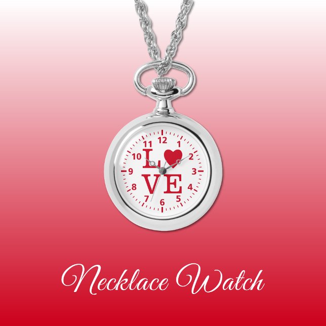 Rot-weiße Liebe Necklace Watch Armbanduhr (Von Creator hochgeladen)