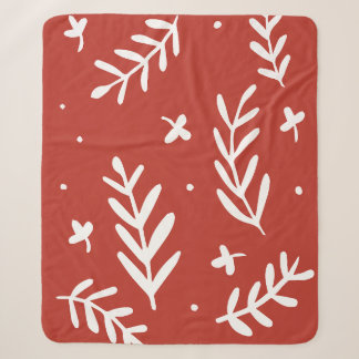 Rot-weiße minimalistische botanische Blätterdecke Sherpadecke