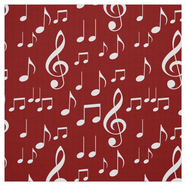 Rot-weiße Musiknoten Stoff (Muster)