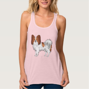 Rot-Weiße Papillon-Cartoon-Hunde-Illustration Tank Top