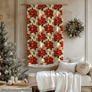 Rot-Weiße Poinsettia-Decke Wasserfarbe Weihnachten Fleecedecke