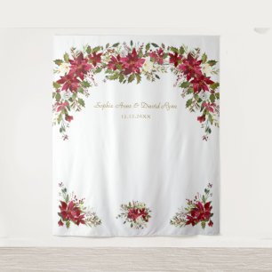 Rot-Weiße-Poinsettien-Hochzeits-Photobooth-Hinterg Wandteppich