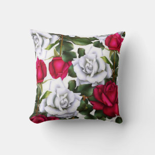 Rot & Weiße Rosen Shabby Chic Rustikale Moderne Pr Kissen