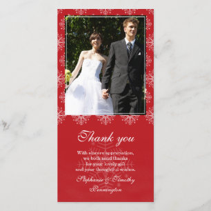 Rot + weiße Schneeflocken Hochzeit danke Foto