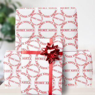 Rot-weiße Secret-Santa-Geschenk-Typografie Festlic Geschenkpapier