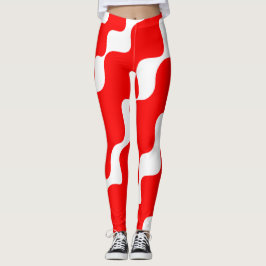 Rot-weiße Slangerwellen Leggings