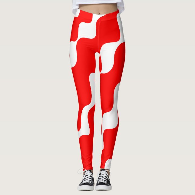 Rot-weiße Slangerwellen Leggings (Vorderseite)
